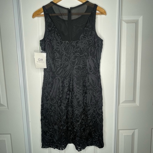 Andrew Mark Mark New York Women’s Sample Sz. 4 Soutache Sheer Black Shift Dress - Picture 4 of 9